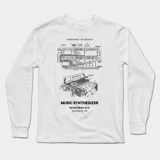 Music Synthesizer Patent Black Long Sleeve T-Shirt